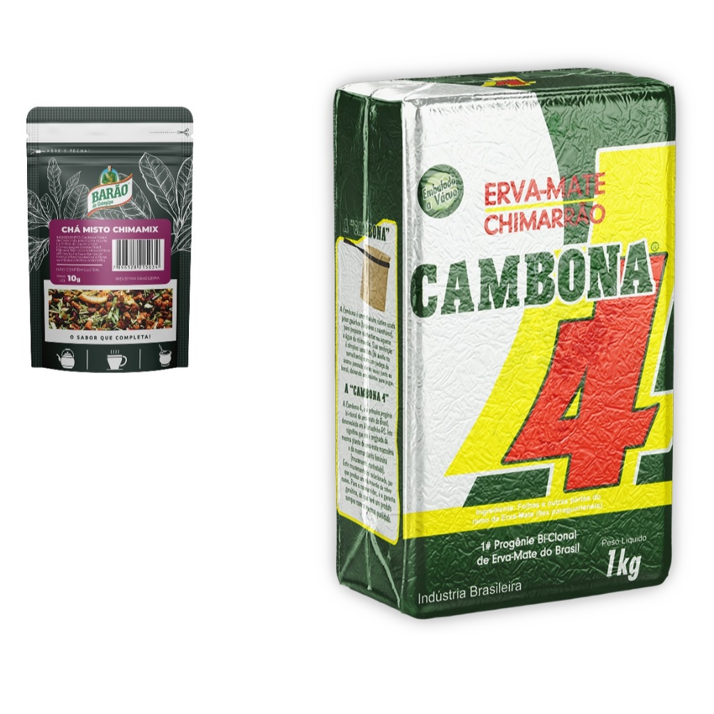 Kit 01 kg Erva mate á vacuo Cambona + 01 Chá Infusão Barão Misto Chimamix 10g