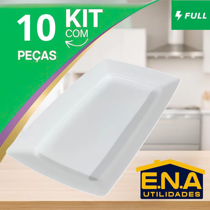 Kit 10 Bandejas Petisqueira Plástico branca Lanches Porções Petisco Festas Lanchonete casa Churrasco
