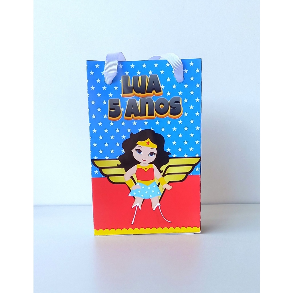 SACOLINHA PERSONALIZADA MULHER MARAVILHA PARA LEMBRANCINHA - TAMANHO P