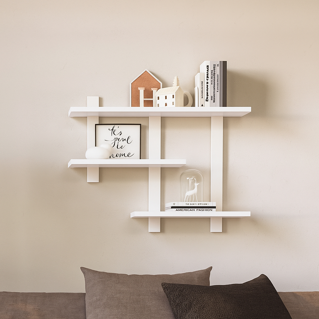 ESTANTE NICHOS DESIGN 50X45CM CRIATIVO EM MDF BRANCO IDEAL PARA SALA QUARTO ESCRITORIO QUADROS FOTOS PRATELEIRA ESTANTE