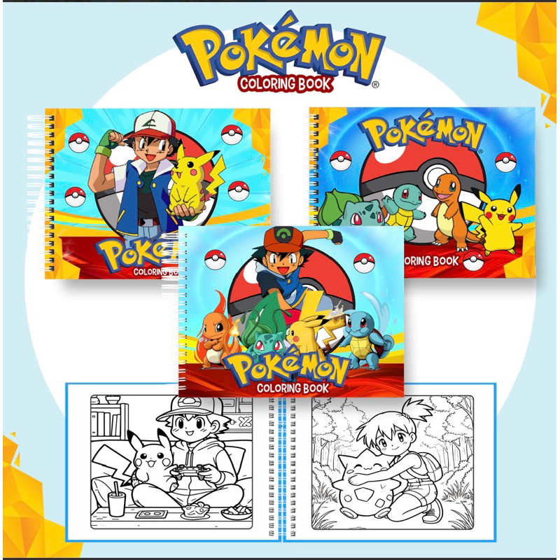 livro de colorir POKEMON, capa dura + acetato em Oferta na Shopee