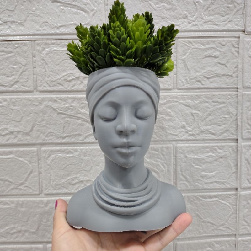 Vaso Decorativo Feminino Estilo Africano Cachepô Criativo-Cachepô Decorativo Busto Africano