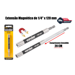 Extensão Magnética de 1/4" x 120 mm Estendida 20 cm - Vonder em Oferta na Shopee