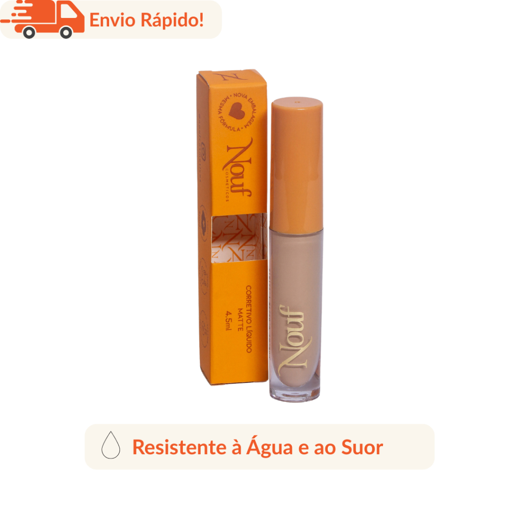 Corretivo Líquido Matte Nouf 4,5ml – Média Cobertura, Resistente à Água | Não Marca Linhas