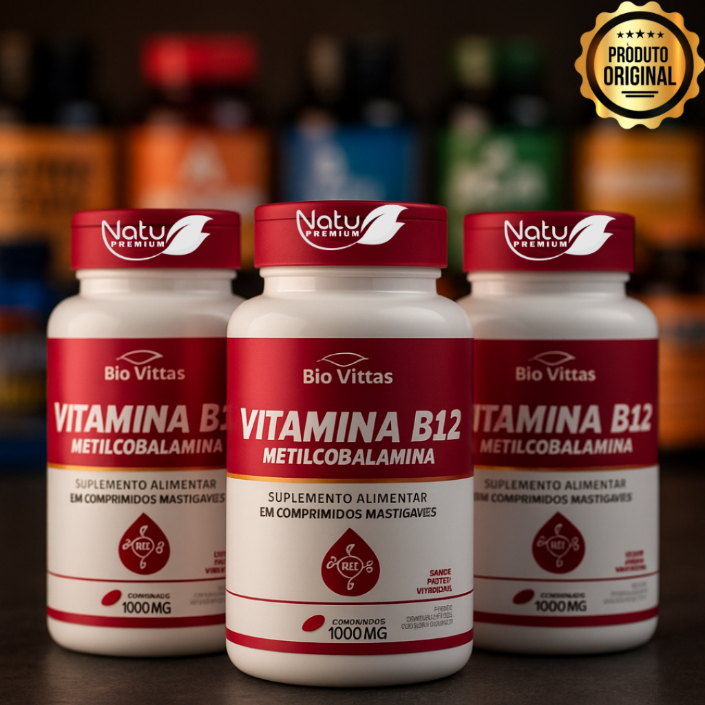 Vitamina B12 Metilcobalamina 1000mg Mastigável Bio Vittas 60 Comprimidos Frutas Vermelhas - KIT em Oferta na Shopee