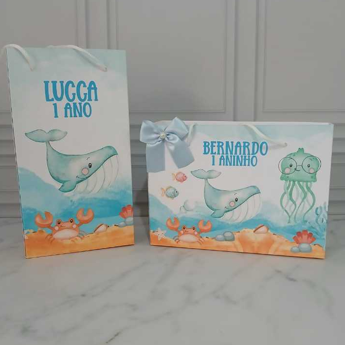 Sacolinha Fundo do Mar Menino (Pegue e Monte) Lembrancinha de Aniversário Infantil