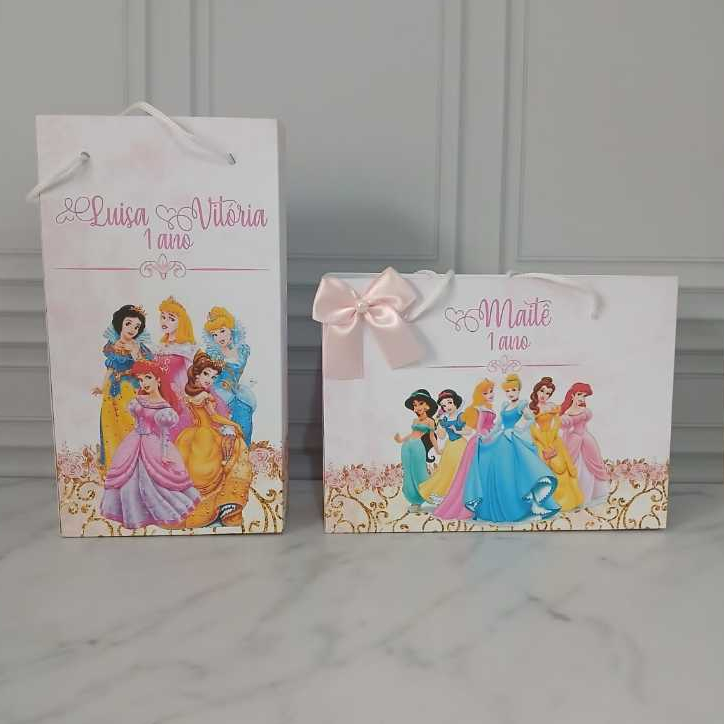 Sacolinha Personalizada Princesas da Disney Pegue e Monte - Maleta Lembrancinhas Festa Aniversário