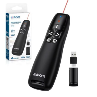 Apresentador Sem Fio com Laser Pointer Exbom LPT-8D 2.4GHz USB Controle de Slides 30m em Oferta na Shopee