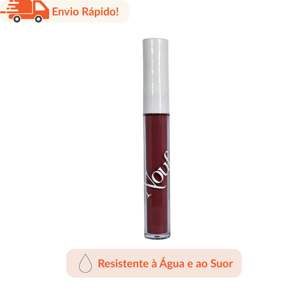 Batom Líquido Matte Nouf 3,8ml – Longa Duração, Resistente à Água e Suor, Vegano e Confortável
