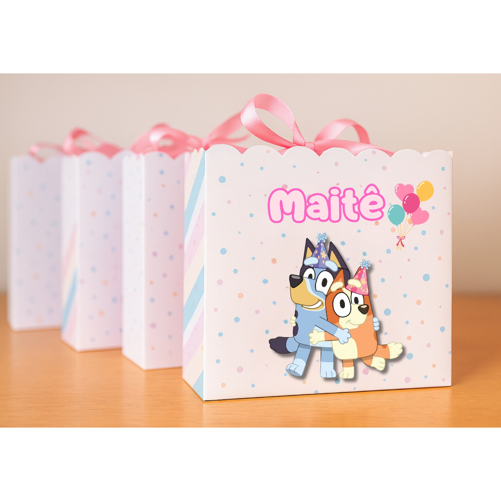 Sacolinha Personalizada Bluey TAM M | Nome e Idade Personalizado | Lembrancinha Festa Infantil Menino e Menina