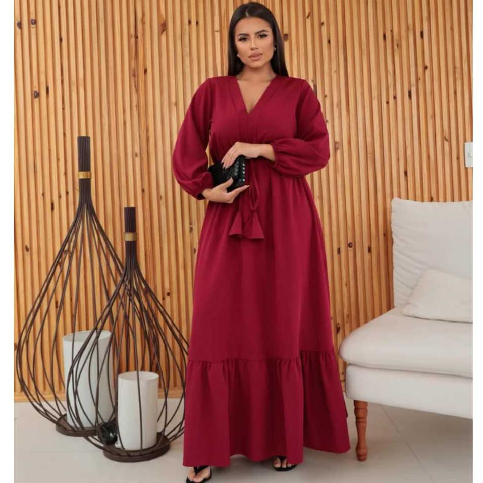 Vestido longo feminino MANGA 3/4 moda evangelica