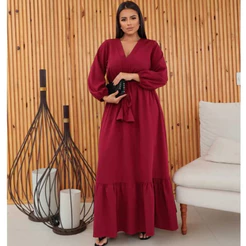 Vestido longo feminino MANGA 3/4 moda evangelica