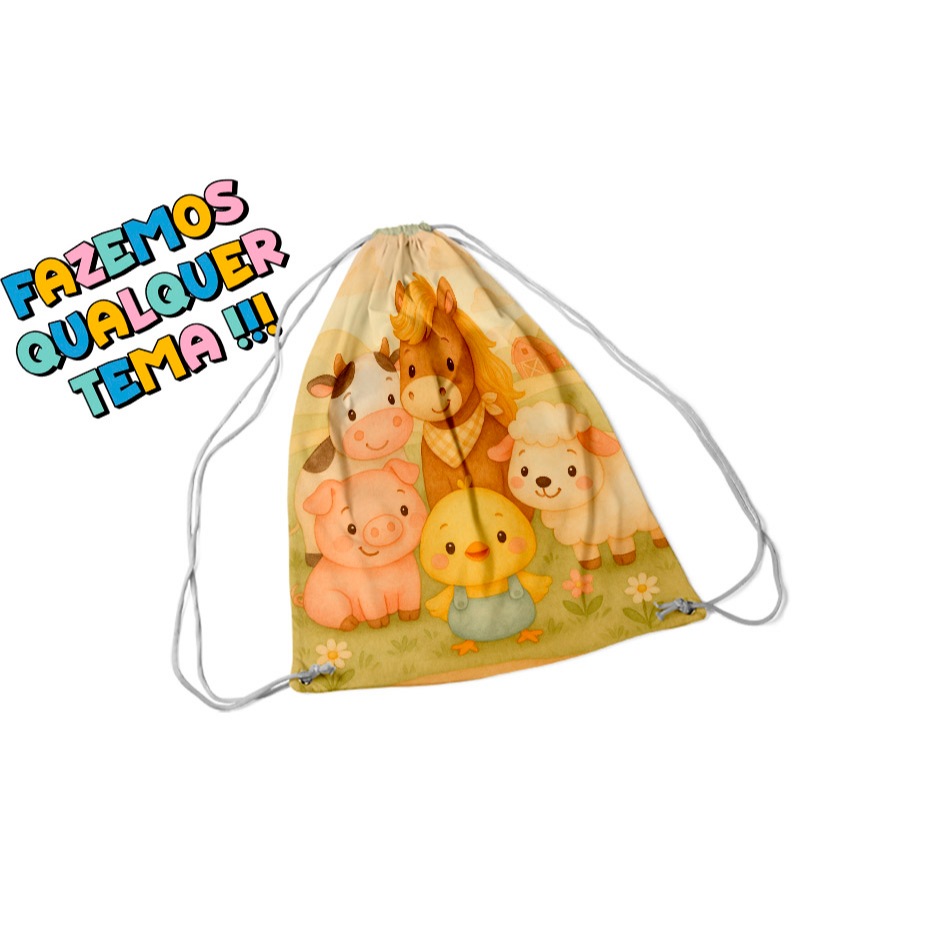 Mochilinha Personalizada Lembrancinha FAZENDINHA #4  Kit com 10 Unidades todos os temas
