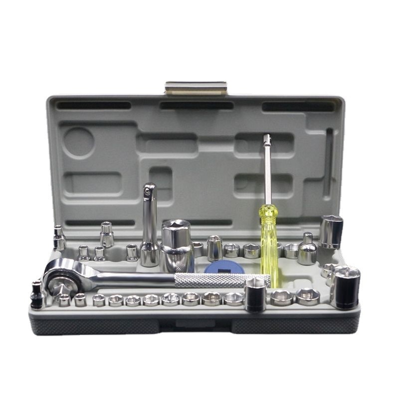 46 Peças Maleta Completa Linha Premium Kit Chaves Jogo Catraca Reversível Com Soquetes