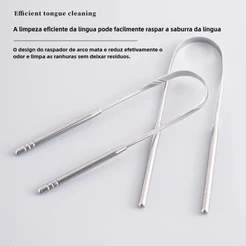Kit Limpador Raspador de Língua em Aço Inox Curvado Boca Limpa Raspador de Língua