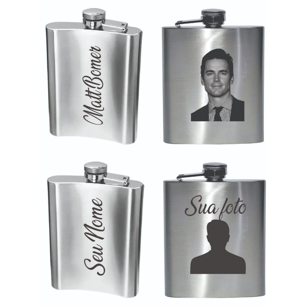 Cantil Foto e nome personalizado aço inox 210 ml