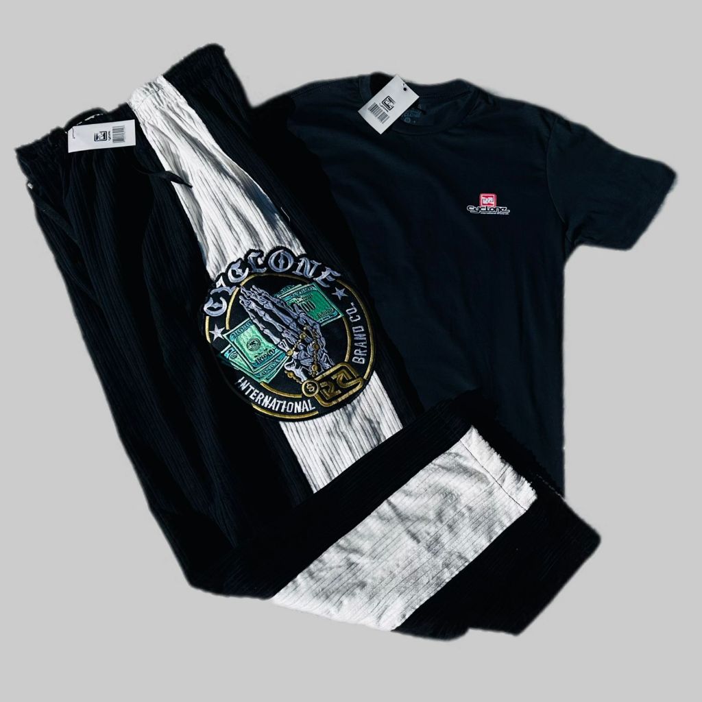 Calça Da Cyclone Veludo Mandrake e Camiseta Algodão Setas