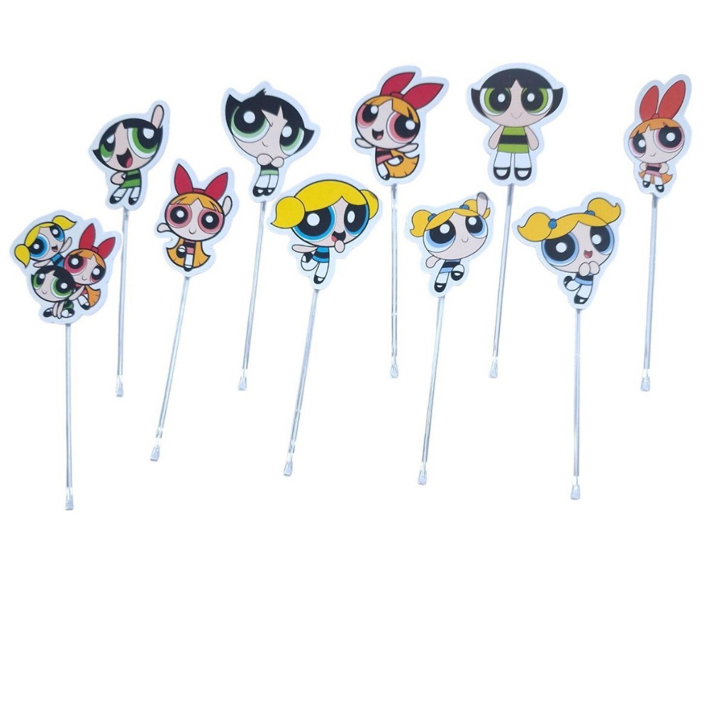 50 Topper para Docinho Meninas Super Poderosas Aniversário Decoração Cupcake Personalizados