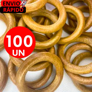 Argolas de Madeira Natural - Kits 100|60|50 e 25 Artesanato, Macramê, Cortina, Chaveiro e Decoração. em Oferta na Shopee