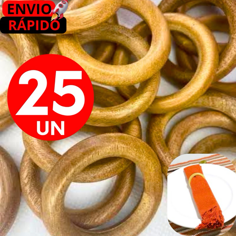 Kits Argolas de Madeira Natural Luxo Ideal como Suporte Decorativo Porta Guardanapo, Cafés, Eventos.