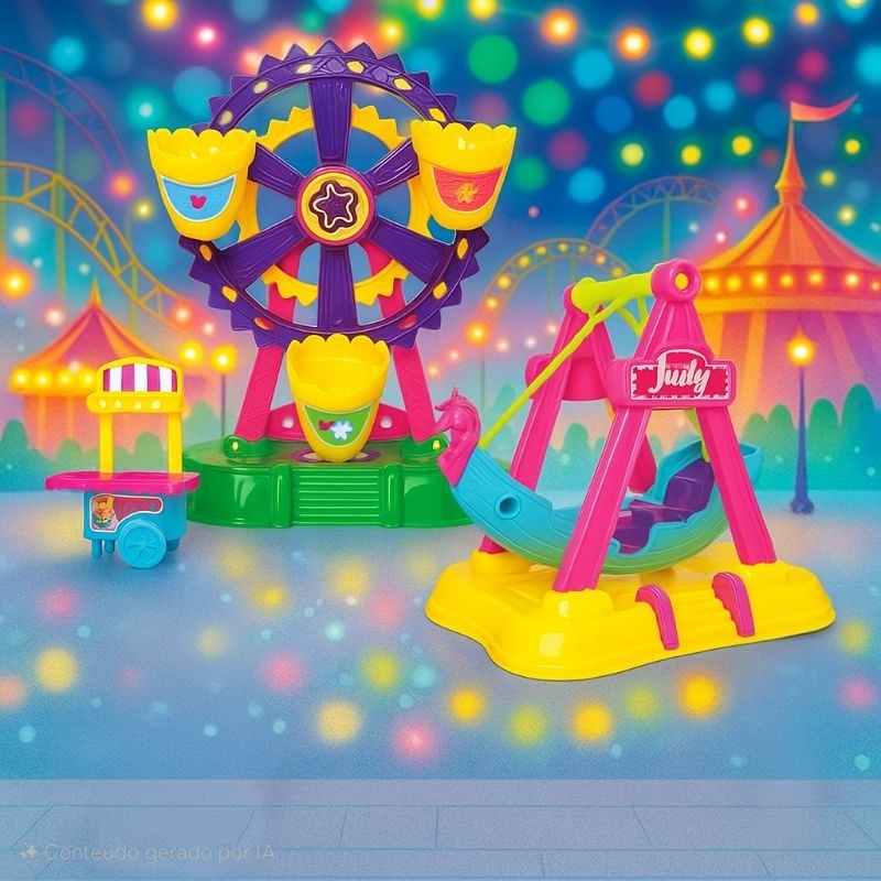 Brinquedo Infantil Menina Kit Parque Diversões Judy 1 Boneca Roda Gigante Barco Viking - Samba Toys em Oferta na Shopee