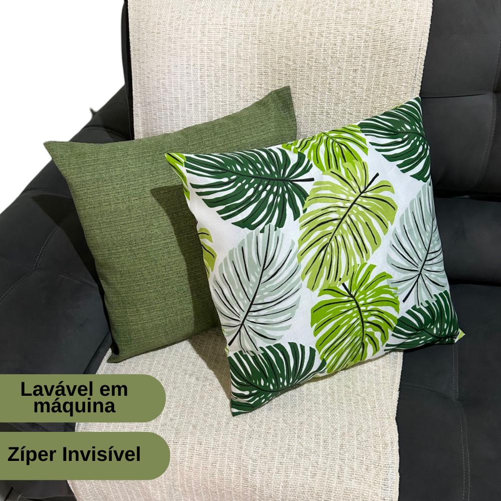 Kit 2 Capas de Almofadas 45cm x 45cm Com zíper Decorativa Elegante Versátil Decoração para sofá