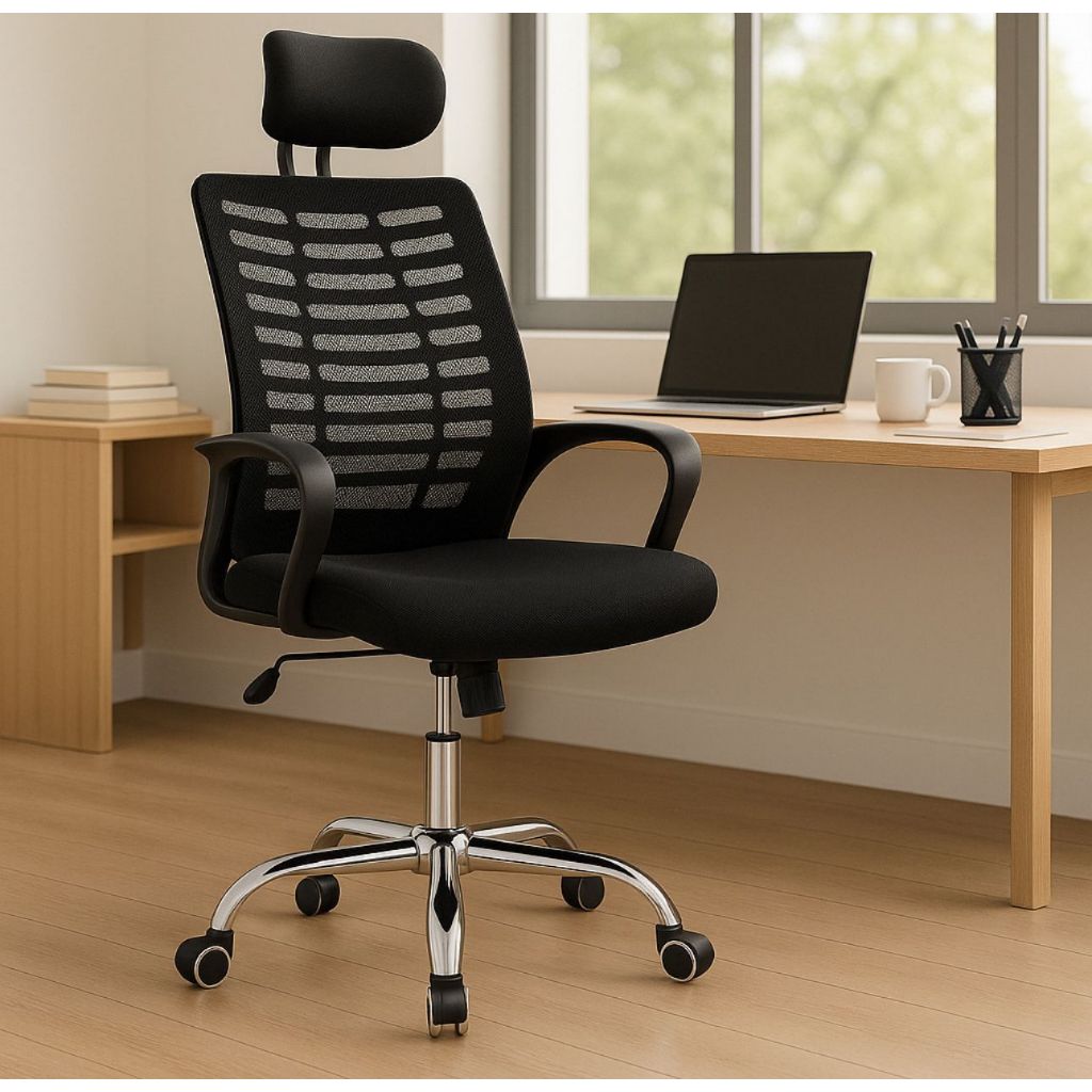 Cadeira De Escritório Presidente Ergonomica Com Relax E Altura Ajustável Material Estofame...