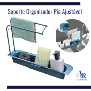 Suporte Organizador Pia Cozinha Ajustável Multiuso Escorredor Retrátil Pano Esponja em Oferta na Shopee