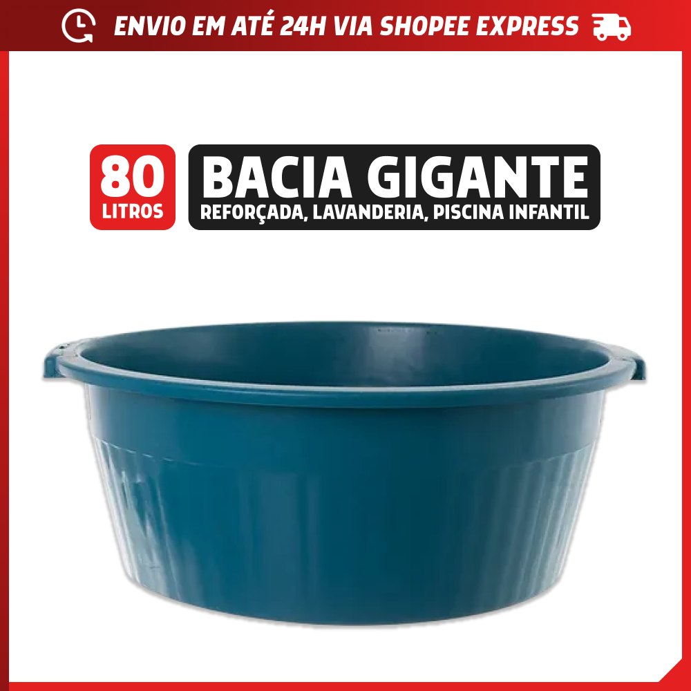 Bacia Plástica Extra Grande 80L Resistente Cor Sortida Lavanderia Casa Limpeza - Super Capacidade em Oferta na Shopee