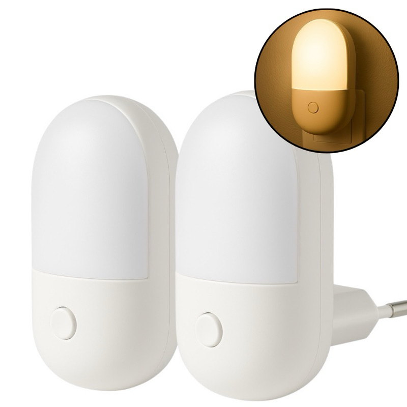 Kit 2 Mini Abajur De Tomada Luminária Led Luz Noturna Quarto Sala Bivolt em Oferta na Shopee