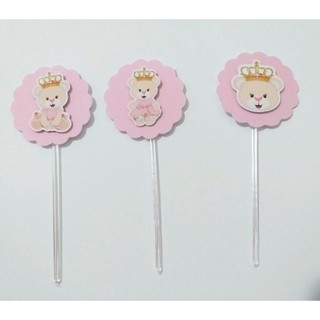 50 Toppers para Docinho Cupcake Ursinha Princesa Decoração Festa Aniversário Mêsversário Chá de Bebê
