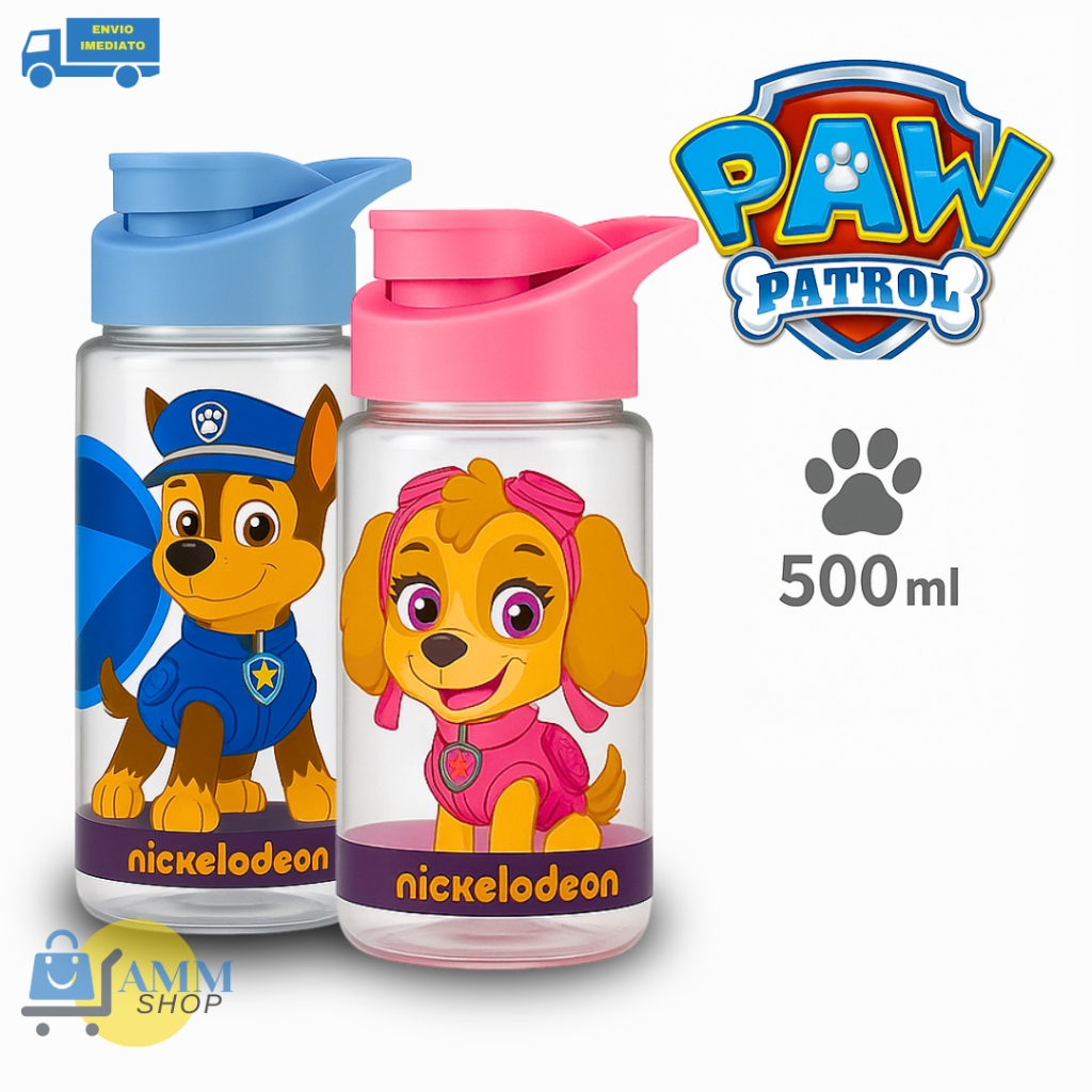 Garrafinha Garrafa de Água Infantil Squeeze ´Patrulha Canina Chase Sky 500 ml em Oferta na Shopee