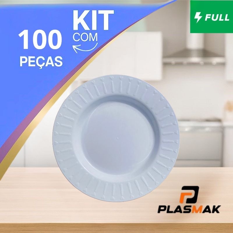 Kit 100 prato Elegance fundo Branco Plástico Lanches Porções Petisco Bares Lanchonete casa Churrasco em Oferta na Shopee