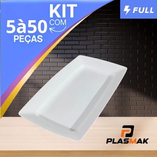 Kit até 50 Bandejas Petisqueira Plástico BRANCA/PRETA  Porções Petisco Festas Lanchonete  Churrasco em Oferta na Shopee