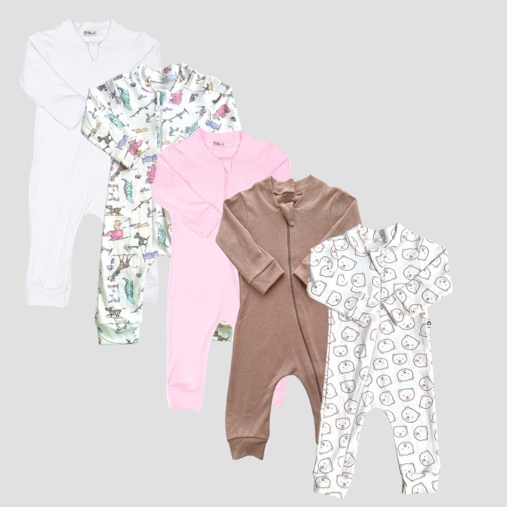 Kit 5 macacão inverno bebê 100% algodão suedine antialérgico 07k5