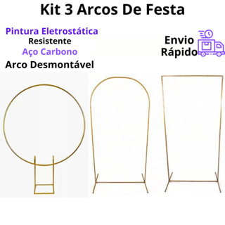 Kit 3 Arcos para Decoração Redondo Romano e Retangular Desmontável Ferro Painel Festa em Oferta na Shopee