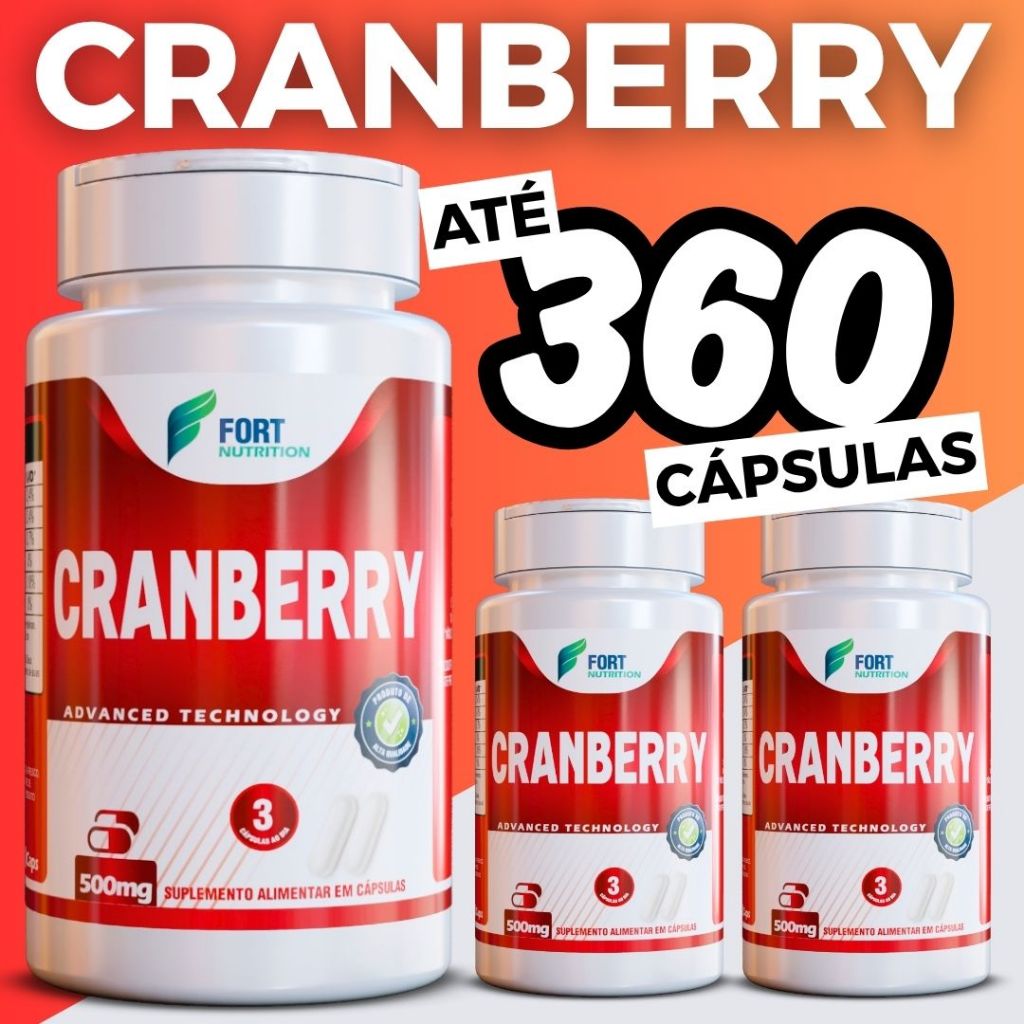 Cranberry 500mg | 120/240/360 Cápsulas | Extrato Natural | Suplemento Premium em Oferta na Shopee