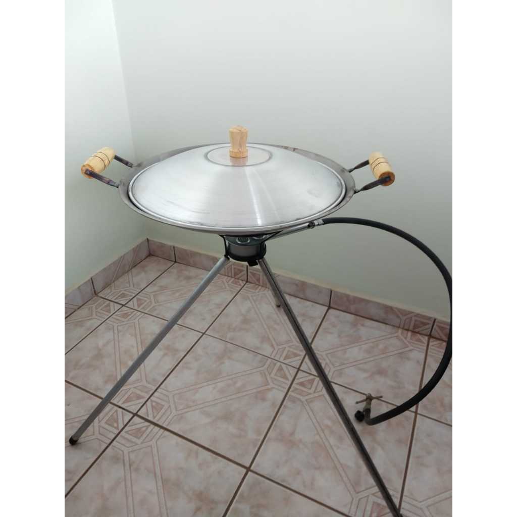 Kit Tacho Disco de Arado 40cm Em Aço Carbono Com De Tampa de Alumínio Reforçado + Fogareiro Flex Gás