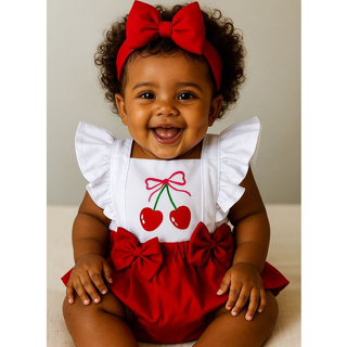 ROMPER CHERRY JARDINEIRA CEREJA BODY CEREJINHA  CHERRIES CHERRY Roupa infantil bebe menina romper cerejinha em Oferta na Shopee
