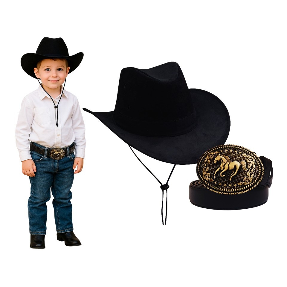 KIT COUNTRY RODEIO INFANTIL + CINTO FIVELA MENINO