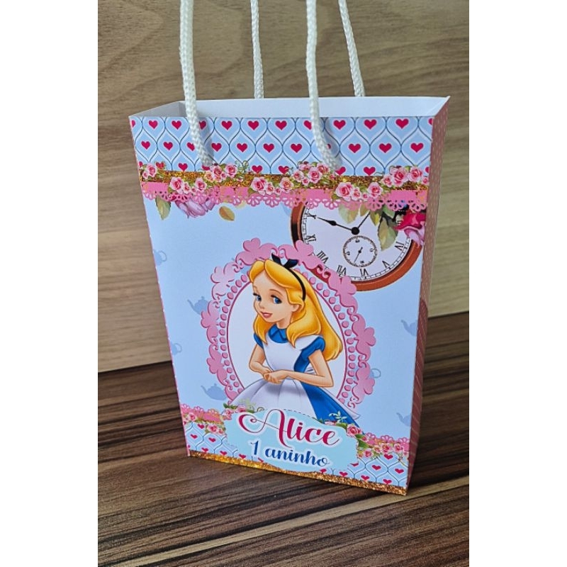 Sacolinha Alice no pais das maravilhas personalizada - Pegue e monte - Fazemos vários temas consulte