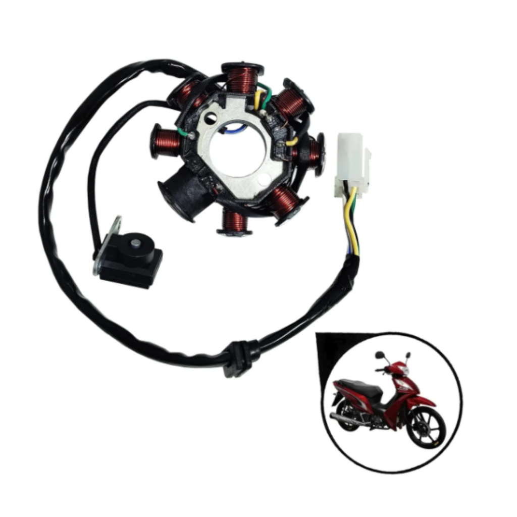 ESTATOR COMPLETO JET 50 SHINERAY 2013 2014 2015 2016 2017 COM 8 BOBINAS
