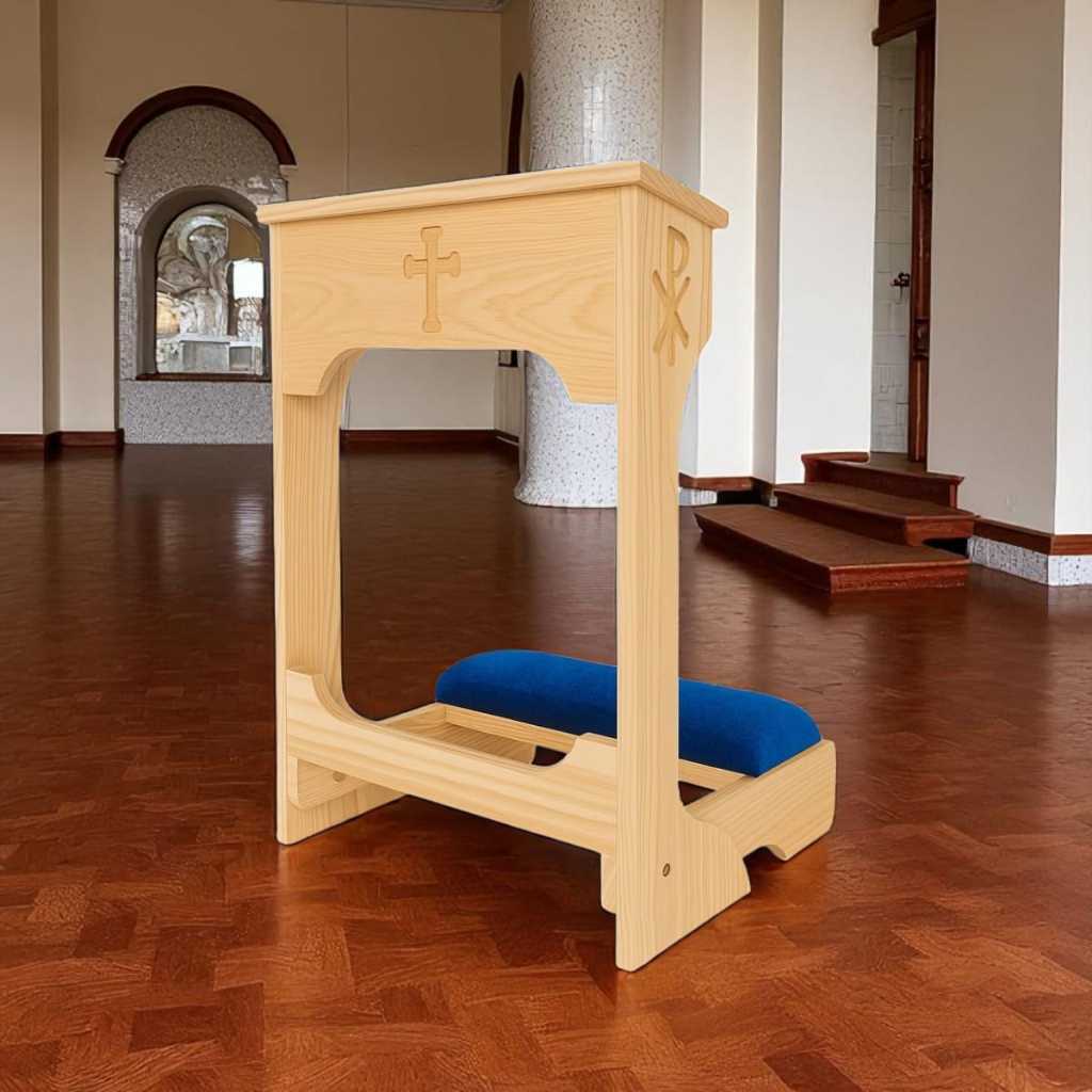 Genuflexório Individual Para Oração Simples Casa Capela Igreja Ajoelhador Madeira Oratório Dobravél em Oferta na Shopee