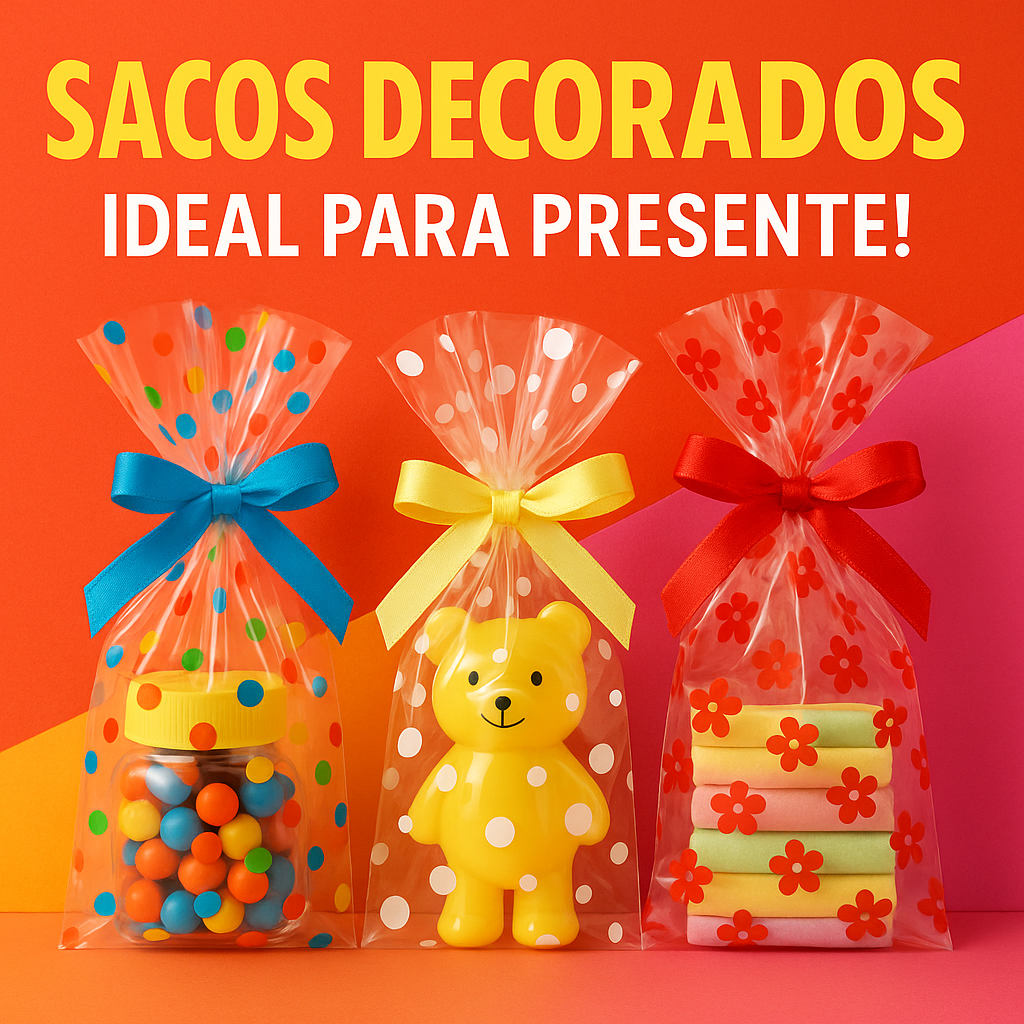50 SACOS TRANSPARENTES / DECORADOS 10x14 15x22 15x29 20x29 25x27 30x44 35x54 - EMBALAGENS em Oferta na Shopee