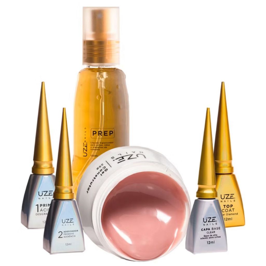 Kit Uze Gel Construtor 25g + Gel Base 12ml + preparadores Unhas - Uze Nails