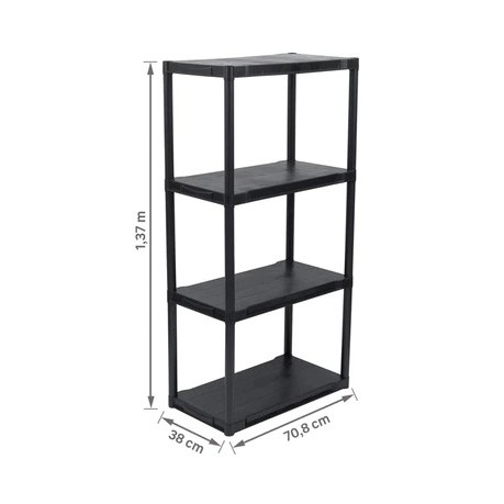 OFERTA Estante Modular Grande Mega Reforçada 4 Andares Qualidade Preta Plástico São Bernardo