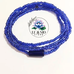 Colar Guia Ogum Azul escuro Transparente Proteção Umbanda e Candomblé Com e Sem Firma