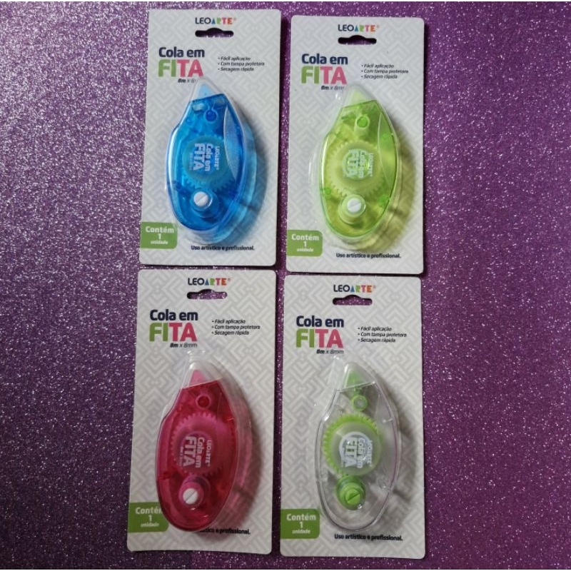 Kit 3 ou 1 Cola em fita 8mm x 8m trabalho escolar artesanato scrap book DIY formato anatômico colorido ou cor aleatória em Oferta na Shopee