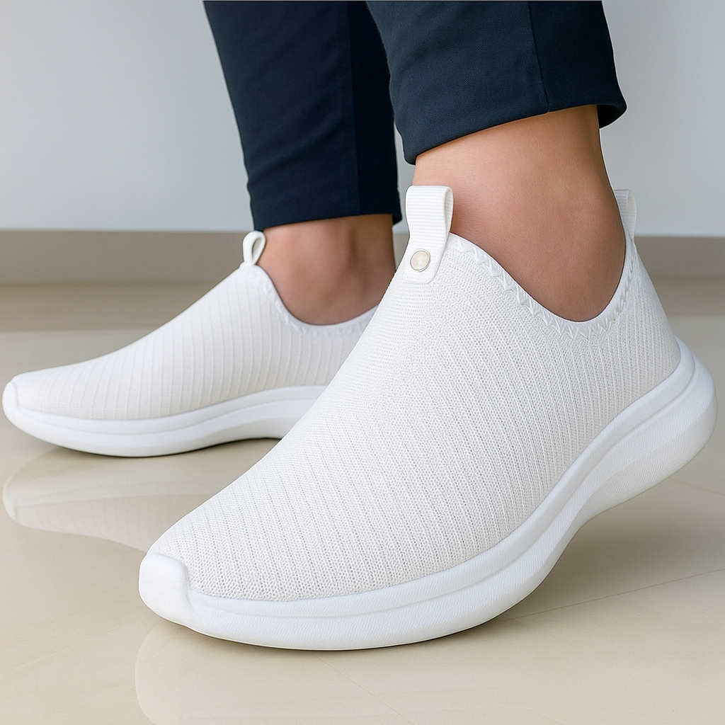 Tênis Meia Feminino Academia Branco Confortável Casual Sem Cadarço