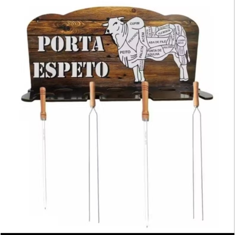 Porta Espeto Churrasco Parede em MDF